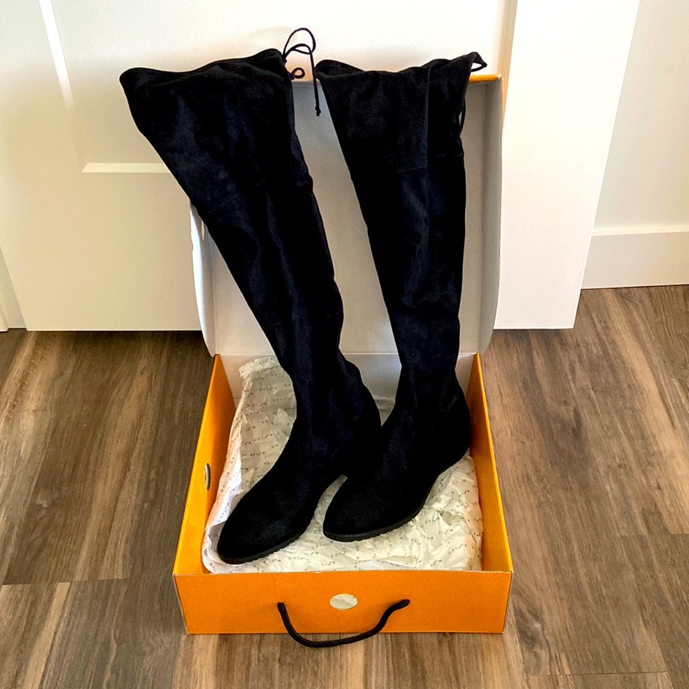 Black Suede Knee High Boots NWOT
